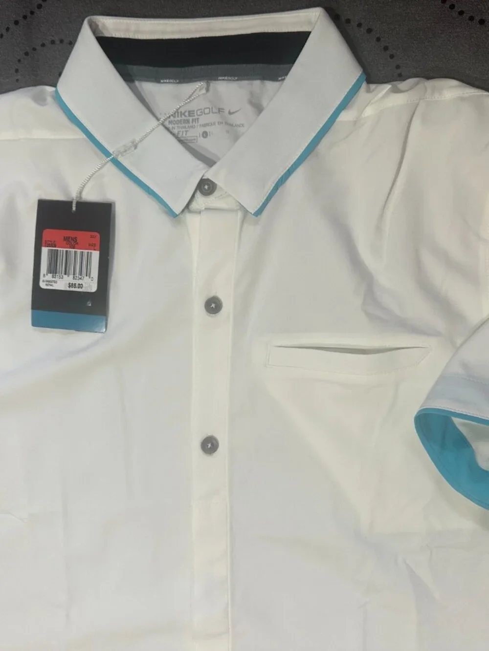 NIKE GOLF MAJOR MOMENT ELITE WHITE & AQUA POLO MCILROY SHIRT SIZE L MEN $85.00